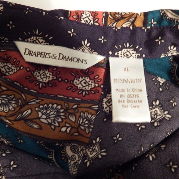 Multi color (Navy background) tunic style blouse by Drapers & Damons, Size XL - Picture 3 of 3